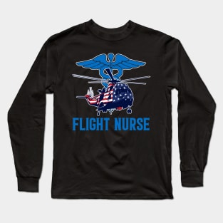 Flight Nurse American Flag Long Sleeve T-Shirt